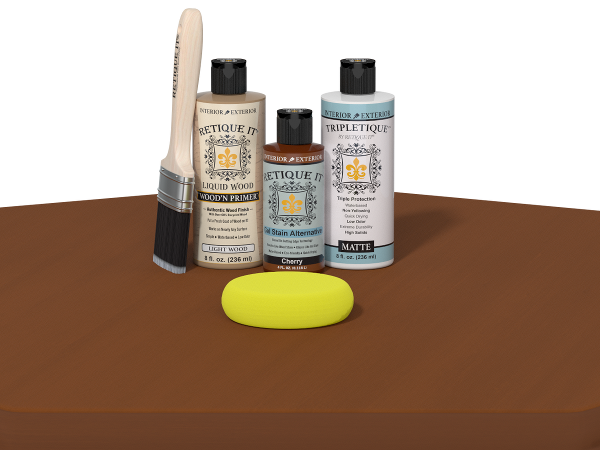 Set of Etickette wood care products on a brown surface