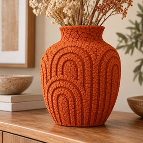 DecoArt Bloom Texture Paint in Molten Ochre on a textured home decor piece