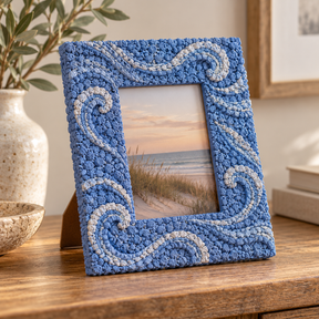 DecoArt Bloom Texture Paint in Ultramarine Lift applied to textured home decor surface