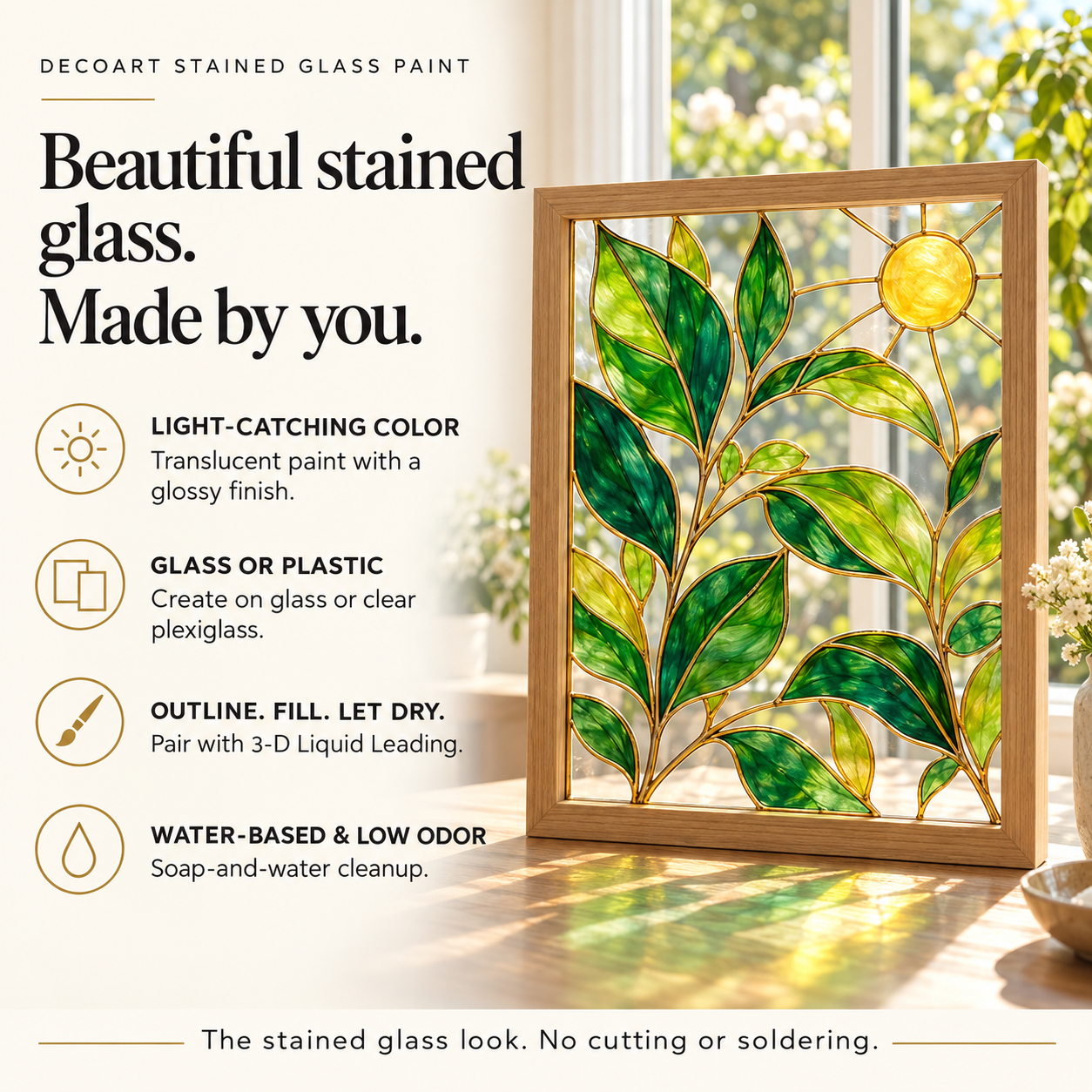 DecoArt Stained Glass Paint in red for creating colorful glass art projects