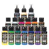 DecoArt stained glass paint complete set with vibrant colors and brushes for creating colorful stained glass art projects.